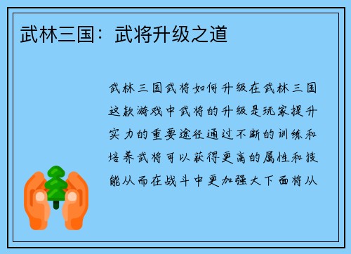 武林三国：武将升级之道